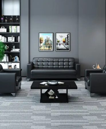 Black 5 seater office sofa