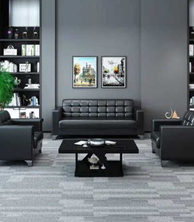 Black 5 seater office sofa