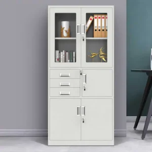 Metallic cabinet with safe