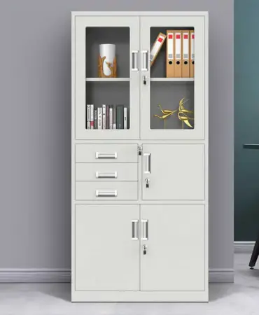 Metallic cabinet with safe