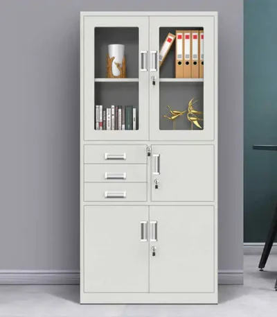 Metallic cabinet with safe