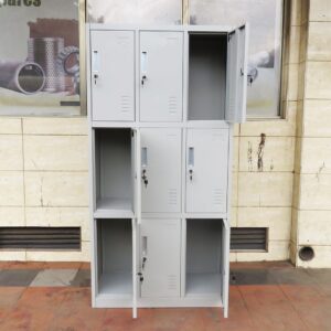 9 locker steel office cabinet