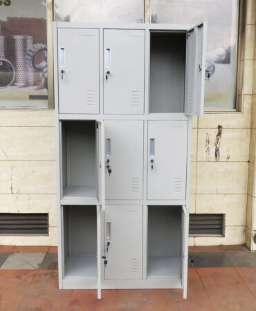 9 locker steel office cabinet