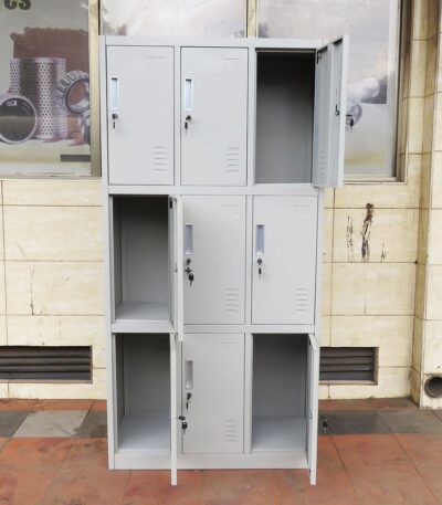 9 locker steel office cabinet