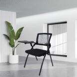 Foldable chair with writing pad