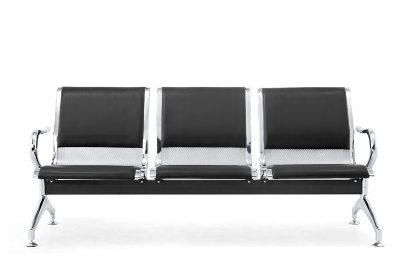 Black 3-Link Padded Waiting Bench