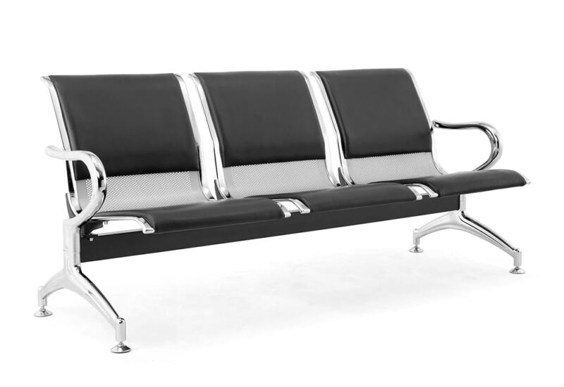 Black 3-Link Padded Waiting Bench