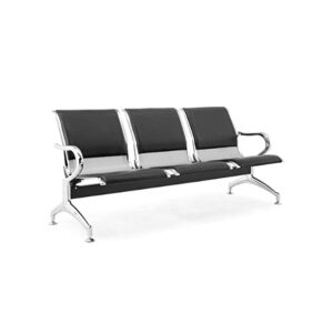 Black 3-Link Padded Waiting Bench