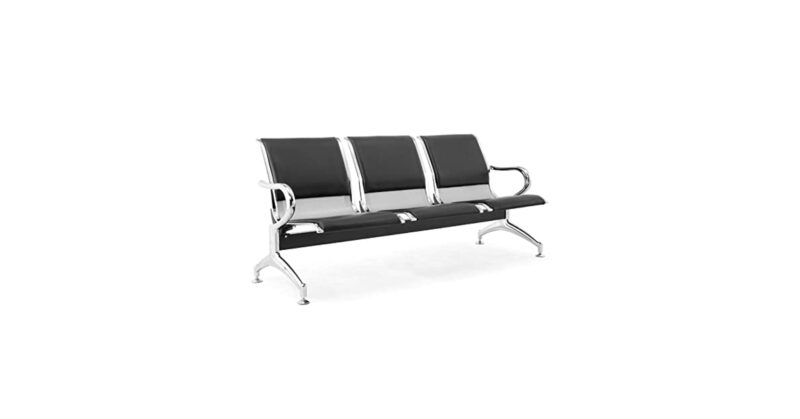 Black 3-Link Padded Waiting Bench