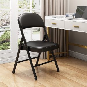 Black leather foldable chair