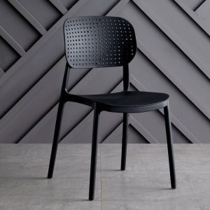 Black retro plastic stackable chairs