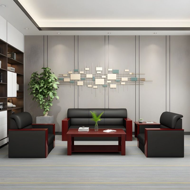 5-seater executive leather office sofa - Image 2