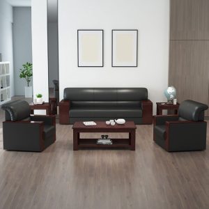 Executive mahogany 5-seater office sofa