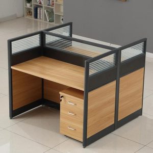 2-seater modular workstation-brown