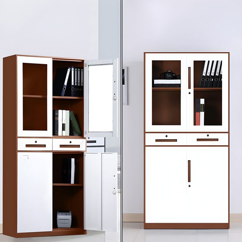2 door brown lockable filing cabinet - Image 5
