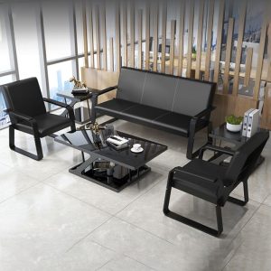 5 seater black reception sofa
