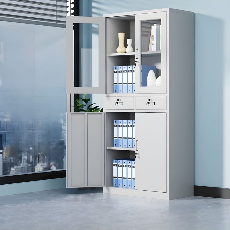 Half glass steel filing cabinet