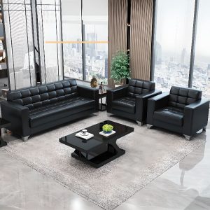 Black 5-seater office sofa