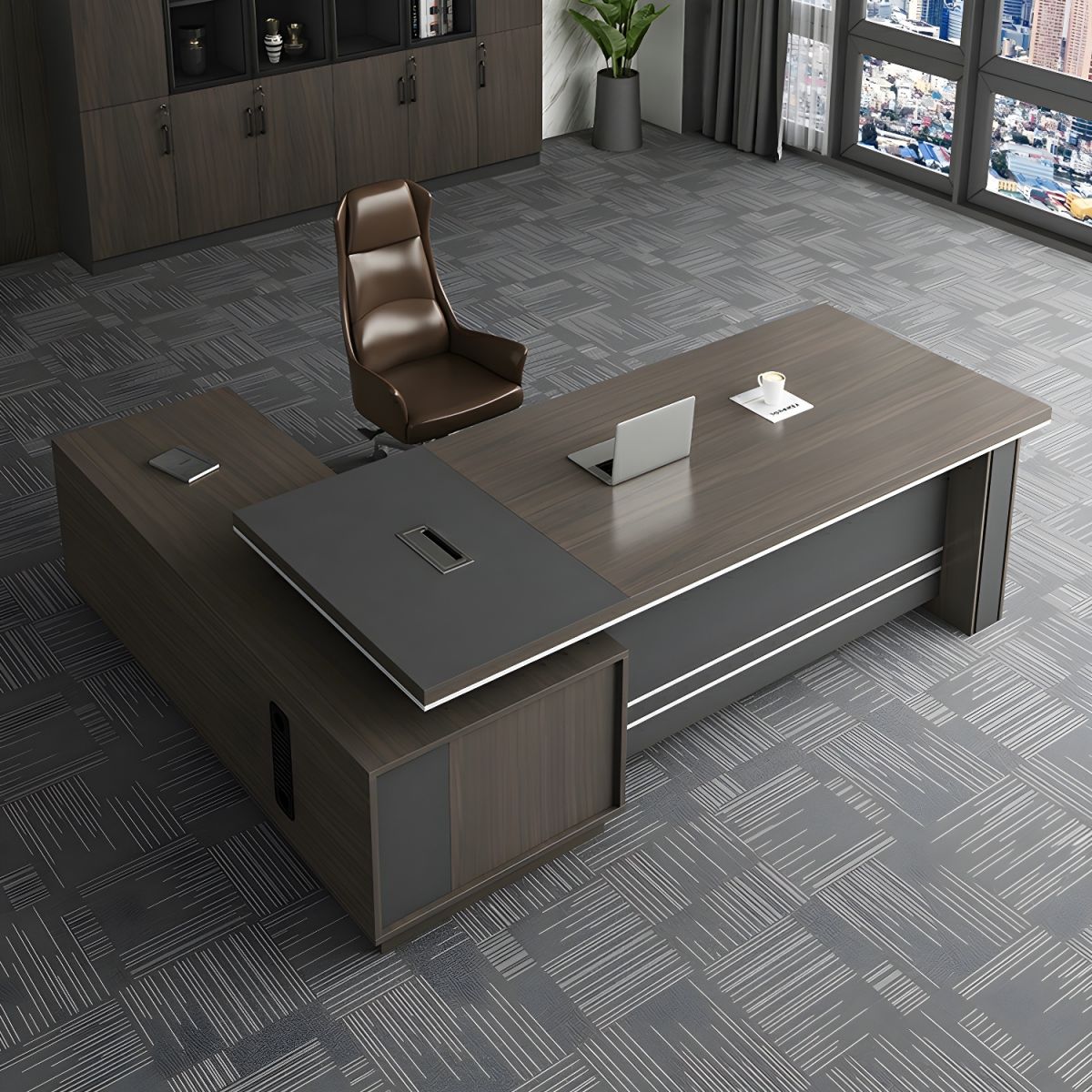 180cm L-shaped executive desk - Image 3