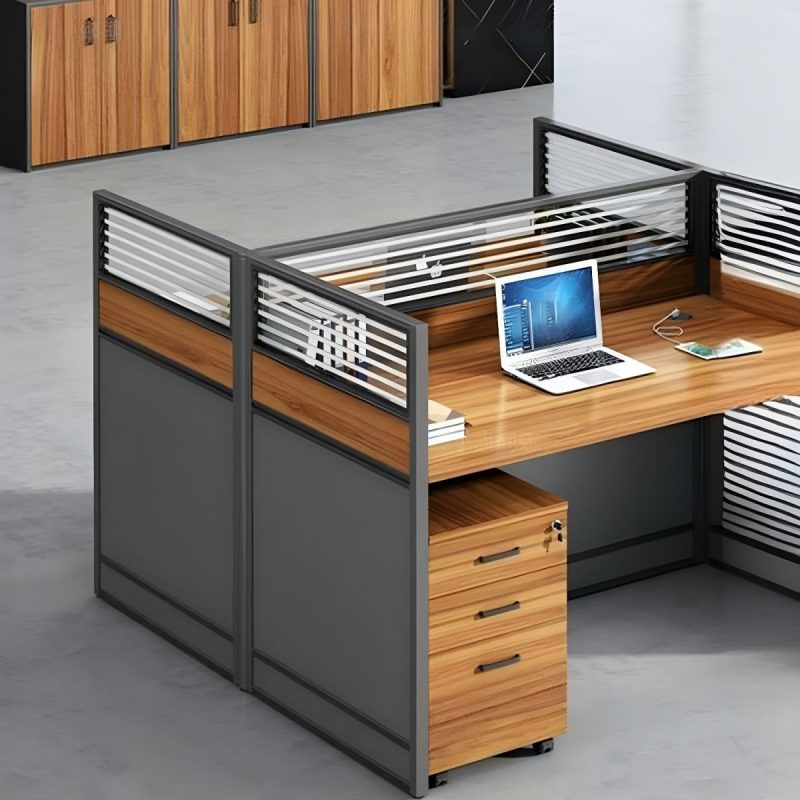 2-way brown office workstation - Image 2