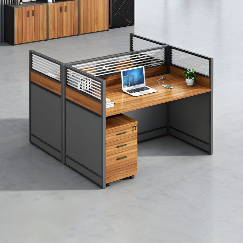 2-way brown office workstation