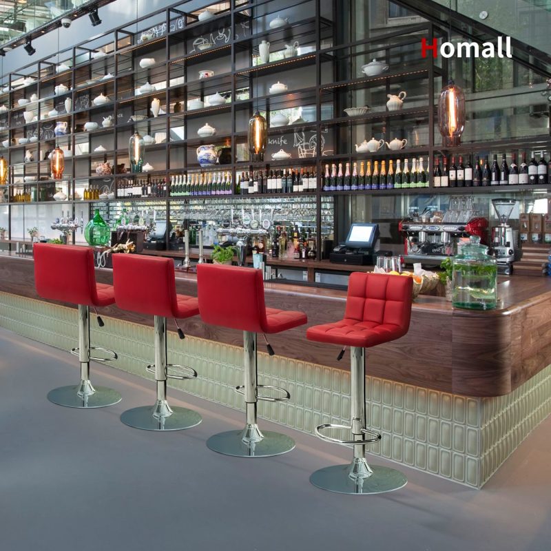 Modern Swivel Bar Stool -Red - Image 2