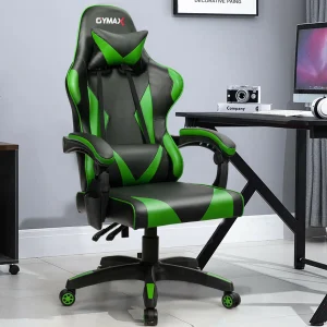 Green reclining gaming chair