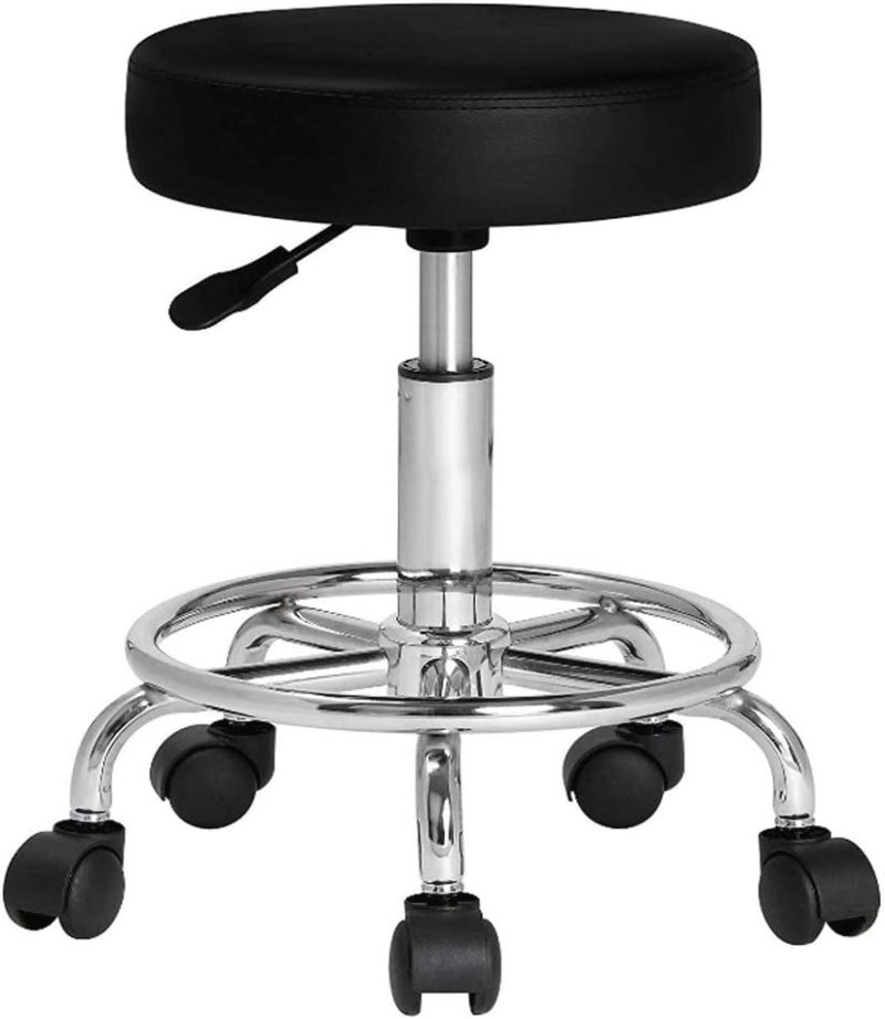 Salon swivel leather stool -black. - Image 3
