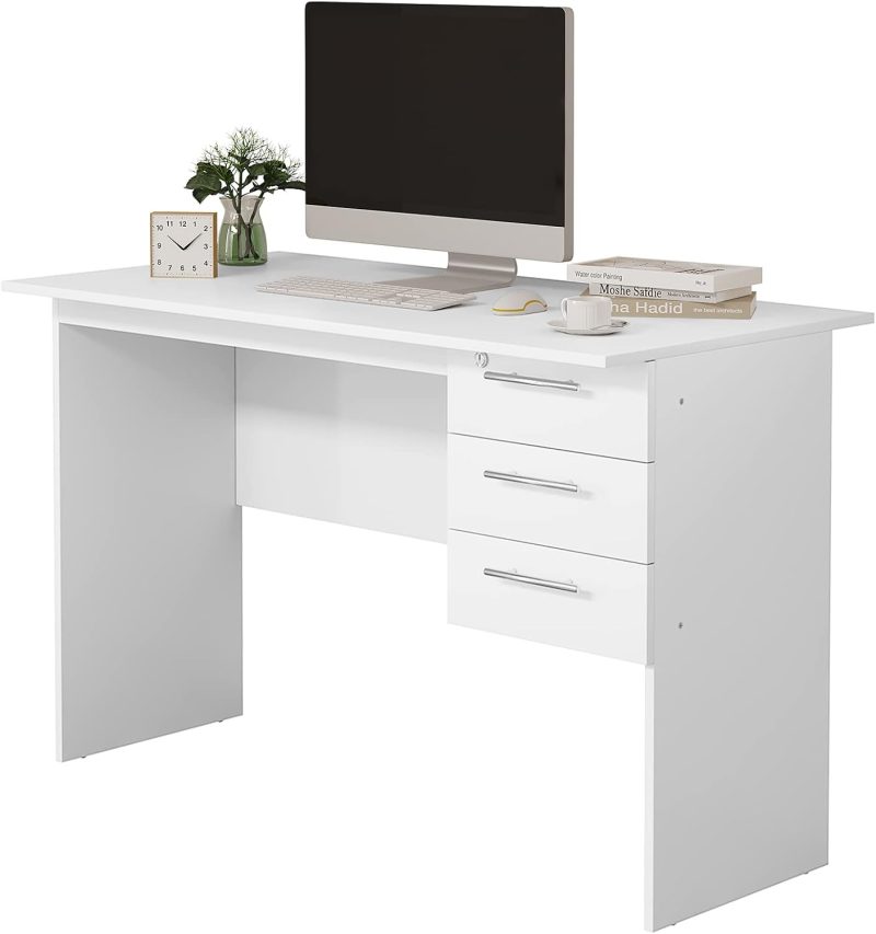 White 120cm straight office desk - Image 5