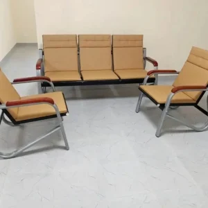 Brown 5-seater office reception sofa