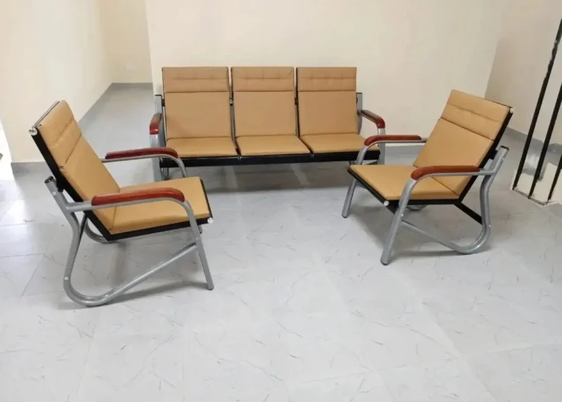 Brown 5-seater office reception sofa