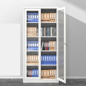 Metallic full glass filing cabinet