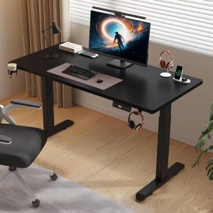 Black electric adjustable table