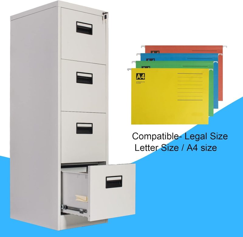 Lockable 4-drawer office filing cabinet - Image 3
