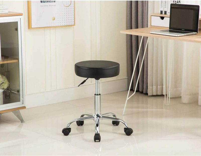 Black leather barstool - Image 2