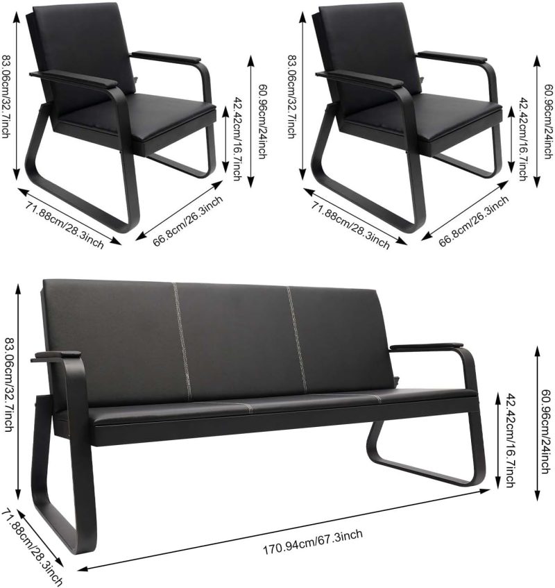 5 seater black reception sofa - Image 6