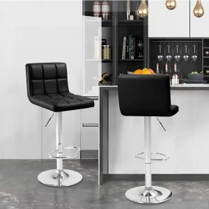 Black swivel height adjustable barstools