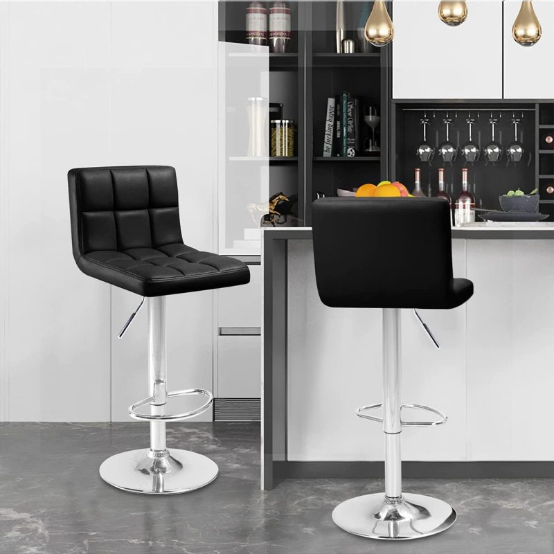 Black swivel height adjustable barstools