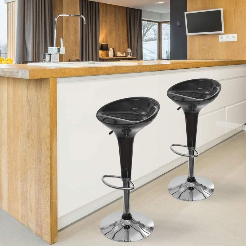 Black swivel adjustable barstool - Image 3