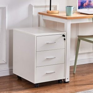 White 3 drawer movable pedestal