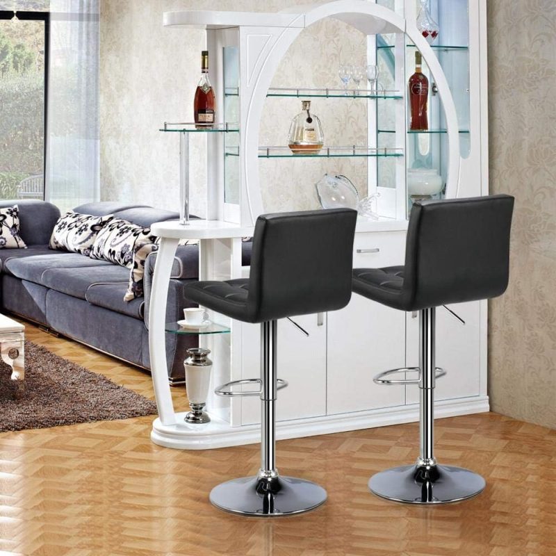 Black modern adjustable bar stool - Image 2