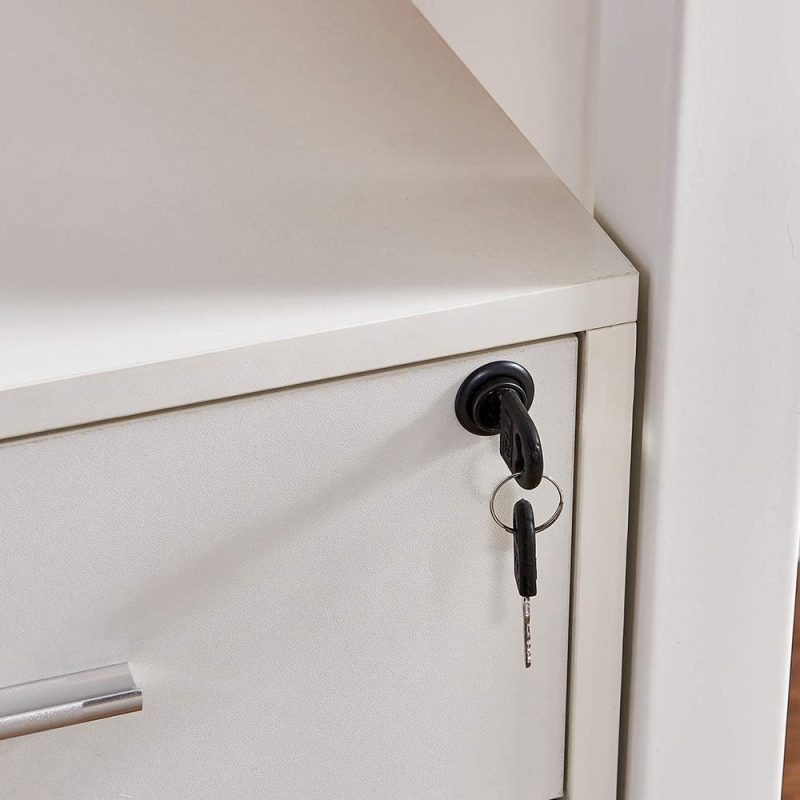 White 3 drawer movable pedestal - Image 7