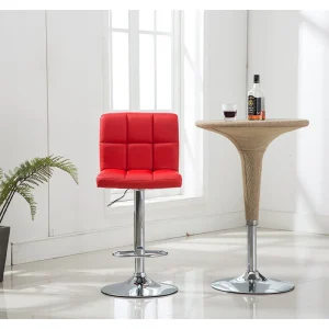 Red leather adjustable barstool