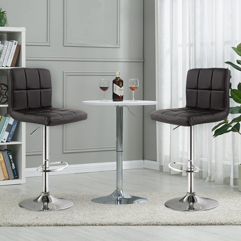 Modern leather swivel barstools - Image 6