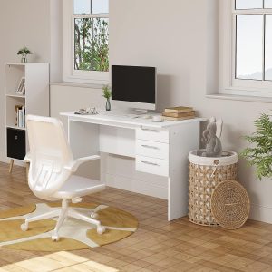 White 120cm straight office desk