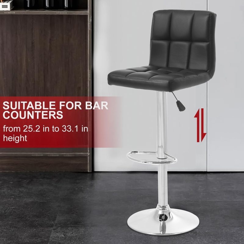 Black height adjustable barstool - Image 4