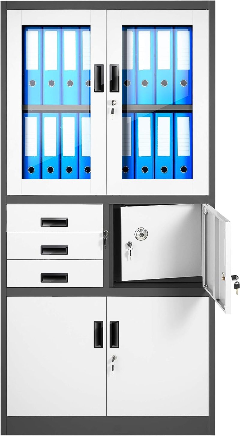 Metallic office cabinet with safe - Image 3