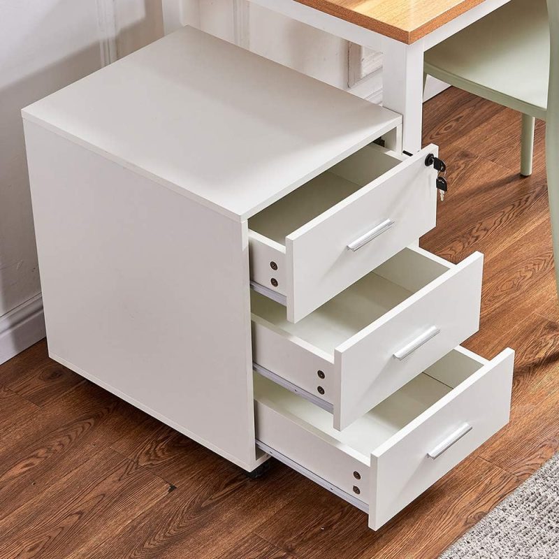 White 3 drawer movable pedestal - Image 3