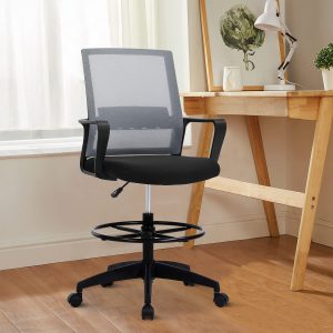 Mesh cashier seat with footrest