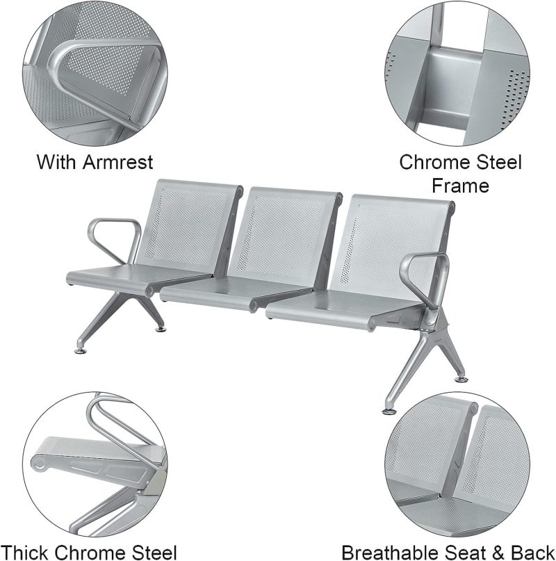 3-seater airport waiting bench - Image 2